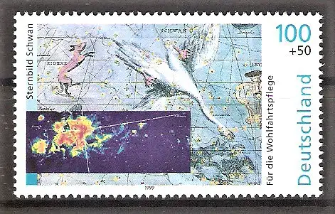 Briefmarke BRD Mi.Nr. 2078 ** Wohlfahrt 1999 - Der Kosmos / Sternbild Schwan