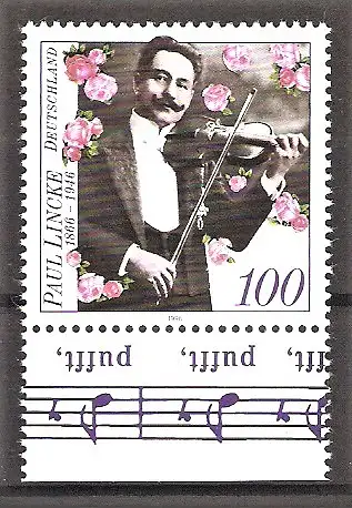 Briefmarke BRD Mi.Nr. 1876 ** Unterrand 50. Todestag von Paul Lincke 1996 / Komponist
