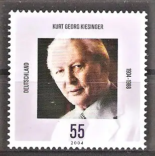 Briefmarke BRD Mi.Nr. 2396 ** 100. Geburtstag von Kurt Georg Kiesinger 2004 / 3. deutscher Bundeskanzler