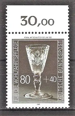 Briefmarke BRD Mi.Nr. 1298 ** Oberrand - Wohlfahrt 1986 / Kostbare Gläser