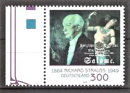 Briefmarke BRD Mi.Nr. 2076 ** Seitenrand links - 50. Todestag von Richard Strauss 1999 / Komponist / Tanzszene aus „Salome“