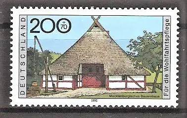 Briefmarke BRD Mi.Nr. 1823 ** Wohlfahrt 1995 / Bauernhäuser in Deutschland - Mecklenburg