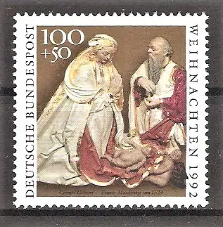 Briefmarke BRD Mi.Nr. 1640 ** Weihnachten 1992 / Details aus dem steinernen Reliefzyklus der Empore der St.-Annenkirche in Annaberg