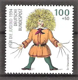 Briefmarke BRD Mi.Nr. 1728 ** Jugend 1994 - 100. Todestag von Dr. Heinrich Hoffmann / "Der Struwwelpeter"