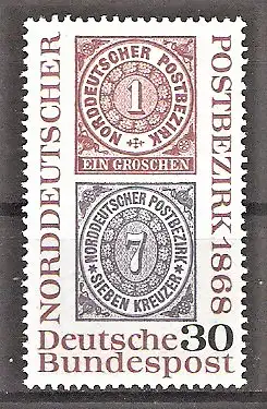 Briefmarke BRD Mi.Nr. 569 ** 100. Jahrestag der Gründung des Norddeutschen Postbezirks 1968