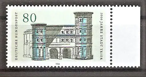 Briefmarke BRD Mi.Nr. 1197 ** Seitenrand rechts - 2000 Jahre Stadt Trier 1984 / Porta Nigra