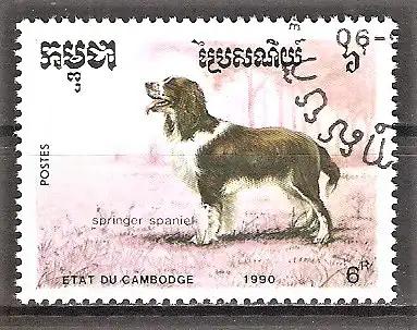 Briefmarke Kambodscha Mi.Nr. 1130 o Welsh Springer Spaniel