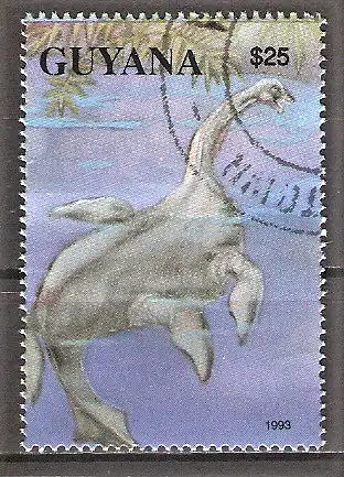 Briefmarke Guyana Mi.Nr. 4152 o Rezente und extinkte Fauna 1993 / Elasmosaurus