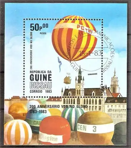 Briefmarke Guinea-Bissau Block 247 o (Mi.Nr. 657) 200 Jahre Luftfahrt 1983 / Ballon
