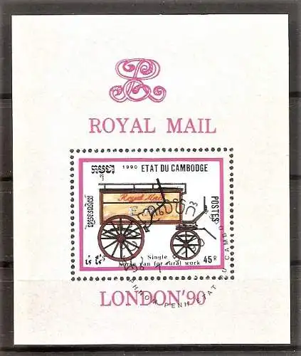 Briefmarke Kambodscha Block 172 o (Mi.Nr. 1104) Internationale Briefmarkenausstellung STAMP WORLD LONDON ’90
