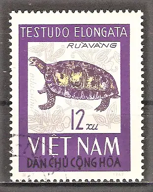 Briefmarke Vietnam Mi.Nr. 435 o Reptilien 1966 / Gelbkopf-Landschildkröte (Testudo elongata)