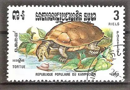 Briefmarke Kambodscha Mi.Nr. 502 o Reptilien 1983 / Schildkröte