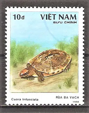 Briefmarke Vietnam Mi.Nr. 2037 o Dreistreifen-Scharnierschildkröte (Cuora trifasciata)