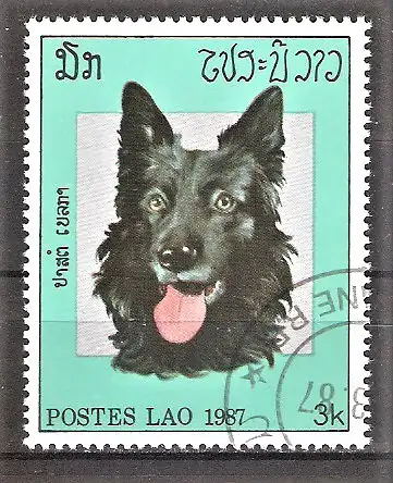 Briefmarke Laos Mi.Nr. 984 o Hunde 1987 / Belgischer Schäferhund