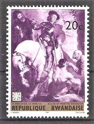 Briefmarke Ruanda Mi.Nr. 218 A ** Heiliger St. Martin zu Pferde
