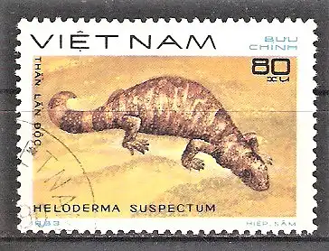 Briefmarke Vietnam Mi.Nr. 1312 o Reptilien 1983 / Gila-Krustenechse (Heloderma suspectum)