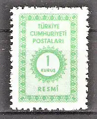 Briefmarke Türkei Dienstmarke Mi.Nr. 100 ** Wertziffer im Sonnenkranz 1965