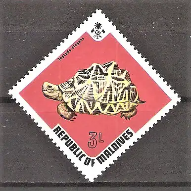 Briefmarke Malediven Mi.Nr. 465 ** Einheimische Tierwelt 1973 / Sternschildkröte (Testudo elegans)