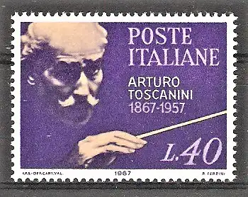 Briefmarke Italien Mi.Nr. 1223 ** 100. Geburtstag von Arturo Toscanini 1967 / Dirigent