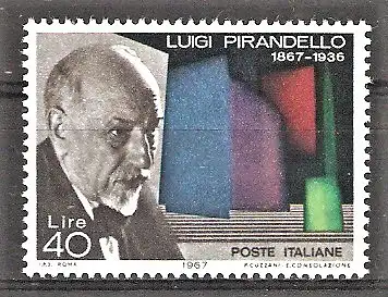 Briefmarke Italien Mi.Nr. 1234 ** 100. Geburtstag von Luigi Pirandello 1967 / Dramaturg, Nobelpreisträger