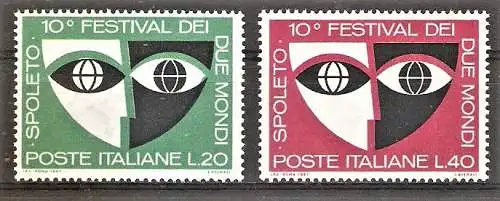 Briefmarke Italien Mi.Nr. 1235-1236 ** 10. Festspiele in Spoleto 1967 / Darstellung von Komik und Tragik / Kompletter Satz !