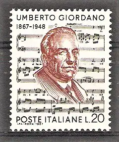 Briefmarke Italien Mi.Nr. 1241 ** 100. Geburtstag von Umberto Giordano 1967 / Opernkomponist / Notenschrift aus der Oper „Andrea“