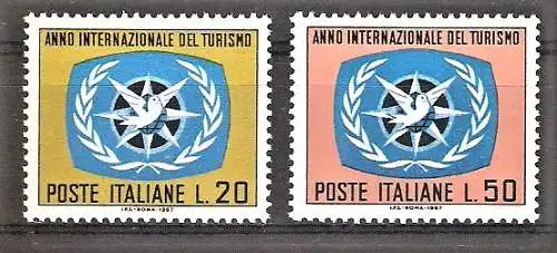 Briefmarke Italien Mi.Nr. 1243-1244 ** Internationales Jahr des Tourismus 1967 / Kompletter Satz !
