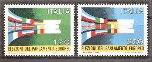 Briefmarke Italien Mi.Nr. 1659-1660 ** Erste Direktwahlen zum Europäischen Parlament 1979 / Flaggen / Kompletter Satz !