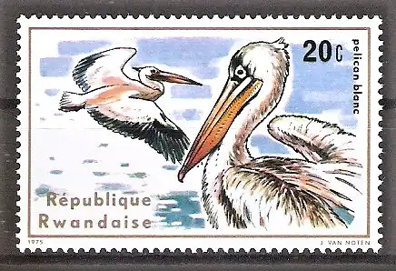 Briefmarke Ruanda Mi.Nr. 711 A ** Rosapelikan (Pelecanus onocrotalus)