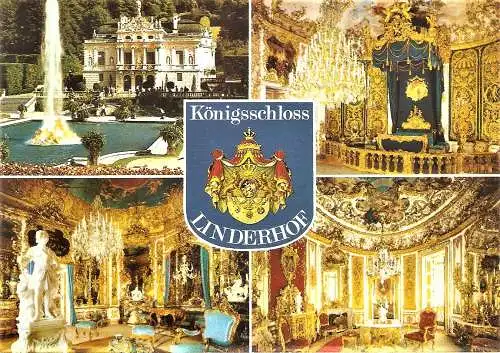 Ansichtskarte Deutschland - Ettal / Königsschloss Linderhof - Außen- und Innenansichten (2042)