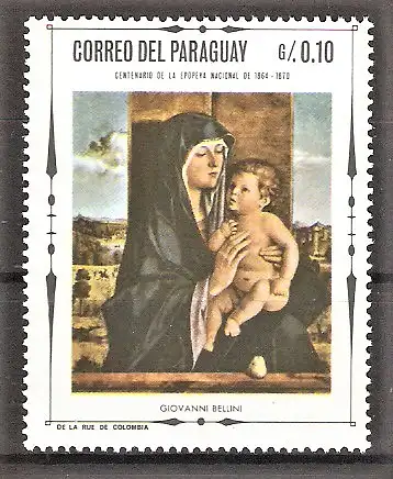 Briefmarke Paraguay Mi.Nr. 1801 ** Weihnachten 1968 - Madonnengemälde / Giovanni Bellini