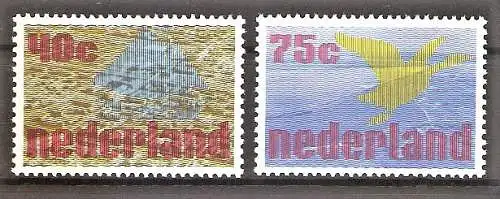 Briefmarke Niederlande Mi.Nr. 1079-1080 ** Zuiderseeprojekt 1976 / Symbolische Darstellung „Land aus dem Wasser“ / Kompletter Satz!