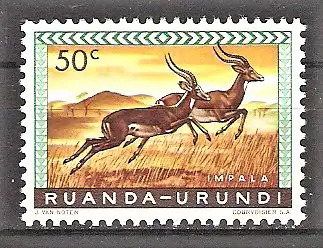 Briefmarke Ruanda-Urundi Mi.Nr. 164 A ** Geschützte Tiere 1959 / Impala (Aepyceros melampus)