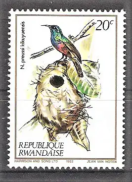 Briefmarke Ruanda Mi.Nr. 1214 ** Albertsee-Preußnektarvogel (Nectarinia preussi kikuyuensis)