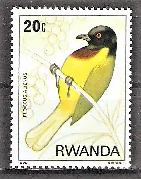 Briefmarke Ruanda Mi.Nr. 1019 ** Meisenweber (Ploceus alienus)