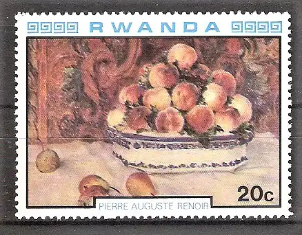 Briefmarke Ruanda Mi.Nr. 1059 ** Gemälde französischer Impressionisten 1980 / Pierre-Auguste Renoir "Stilleben"