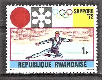 Briefmarke Ruanda Mi.Nr. 482 A ** Olympische Winterspiele Sapporo 1972 / Eiskunstlauf der Herren