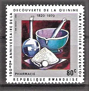 Briefmarke Ruanda Mi.Nr. 409 A ** 150. Jahrestag der Entdeckung des Chinins 1970 / Pharmazie