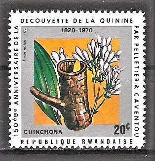 Briefmarke Ruanda Mi.Nr. 408 A ** 150. Jahrestag der Entdeckung des Chinins 1970 / Cinchona