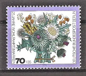 Briefmarke Berlin Mi.Nr. 476 ** 25 Jahre Wohlfahrtsmarken 1974 / Blumensträuße - Winterlicher Strauß