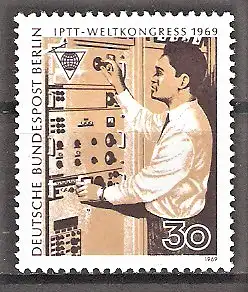 Briefmarke Berlin Mi.Nr. 344 ** Weltkongress des Personals der Post-, Telegrafen- und Telefonbetriebe (IPTT) 1969