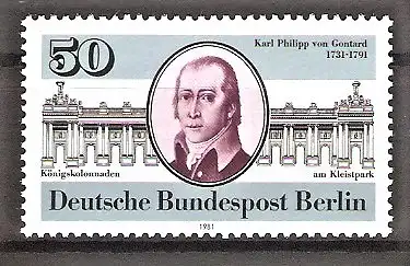 Briefmarke Berlin Mi.Nr. 639 ** 250. Geburtstag von Karl Philipp von Gontard 1981 (Architekt)