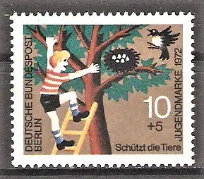 Briefmarke Berlin Mi.Nr. 418 ** Jugend 1972 - Tierschutz / Keine Vogelnester ausrauben!