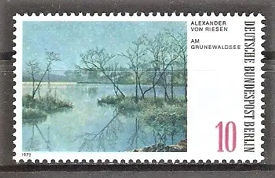Briefmarke Berlin Mi.Nr. 423 ** Gemälde 1972 - Berliner Landschaften / "Am Grunewaldsee" von Alexander von Riesen