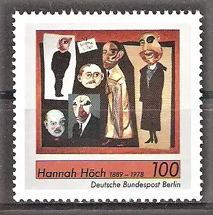 Briefmarke Berlin Mi.Nr. 857 ** 100. Geburtstag von Hannah Höch 1989 / Malerin - Gemälde "Die Journalisten"