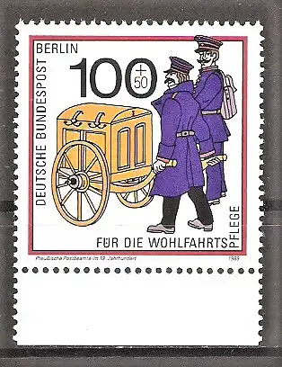 Briefmarke Berlin Mi.Nr. 854 ** Unterrand - Wohlfahrt 1989 - Postbeförderung im Laufe der Jahrhunderte / Preußische Postbeamte