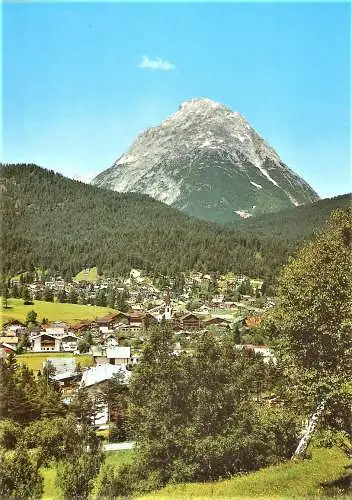 Ansichtskarte Österreich - Seefeld / Tirol - Ortsansicht mit Hohe Munde (2063)