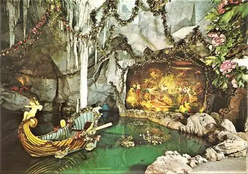 Ansichtskarte Deutschland - Ettal / Königsschloss Linderhof - Blaue Grotte mit Lohengrins Kahn (2074)