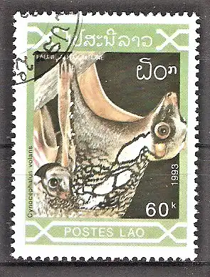 Briefmarke Laos Mi.Nr. 1354 o Einheimische Säugetiere 1993 / Philippinen-Gleitflieger (Cynocephalus volans)