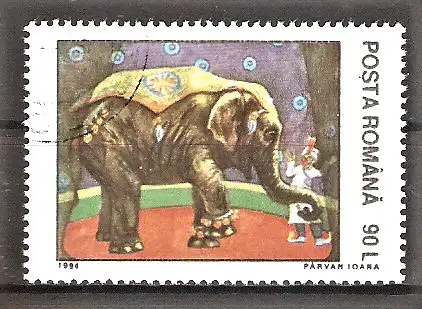 Briefmarke Rumänien Mi.Nr. 5026 o Elefant in Zirkusmanege